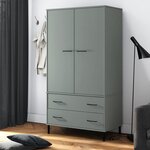 vidaXL Garde-robe avec pieds en métal Gris 90x55x172 5 cm Bois OSLO