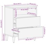 vidaXL Cabinet de chevet Noir 50 x 33 x 62 cm Bois de mangue massif