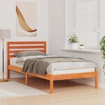 vidaXL Cadre de lit avec tête de lit Brun cire 90 x 190 cm Pin massif