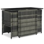 vidaXL Ensemble de bistro 3 Pièces avec coussins Résine tressée Gris