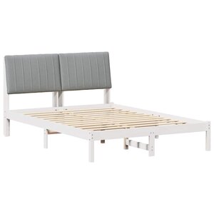 vidaXL Cadre de lit avec tête de lit Blanc 135 x 190 cm Pin massif
