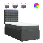 vidaXL Sommier à lattes de lit avec matelas Gris foncé 100x200cm Tissu