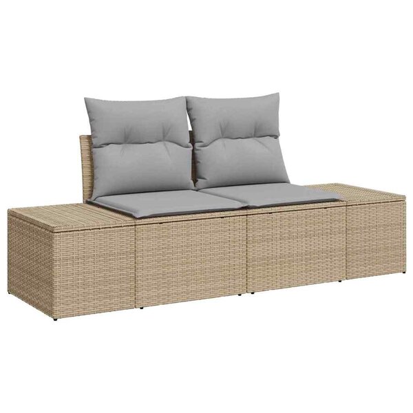 vidaXL Sofa de jardin 2 places avec rangement et coussins beige en poly rotin