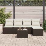 vidaXL Ensemble de canapé de jardin avec coussin 6 Pièces Marron et Crème