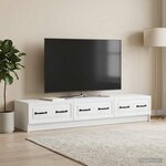 vidaXL Meuble TV Blanc 147 x 34 5 x 27 cm Bois d'ingénierie
