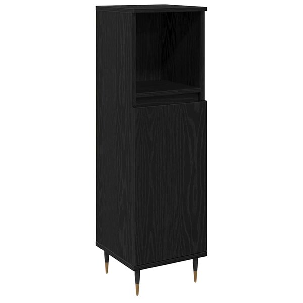vidaXL Cabinet de salle de bain avec porte Chêne noir 30 x 30 x 100 cm