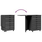 vidaXL Armoire roulante avec bureau MOSS gris bois de pin solide