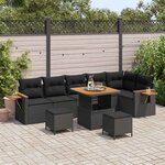 vidaXL Ensemble de canapé de jardin 9 Pièces Noir polyrotin