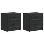 vidaXL Cabinet de chevet avec tiroir 2 Pièces Noir 43 x 34 5 x 44 5 cm