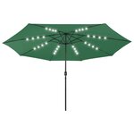 vidaXL Parasol d'extérieur avec LED et mât en métal 400 cm Vert