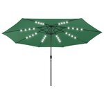 vidaXL Parasol d'extérieur avec LED et mât en métal 400 cm Vert