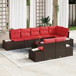 vidaXL Ensemble de canapé de jardin 9 Pièces Marron polyrotin