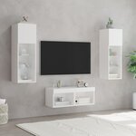 vidaXL Meuble TV muraux 4 Pièces avec lumières LED blanc