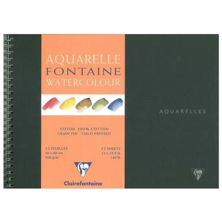Album spiralé Fontaine grain fin 12F 300g 30x40 CLAIREFONTAINE