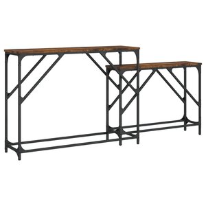 vidaXL Tables console gigognes 2 Pièces chêne fumé bois d'ingénierie