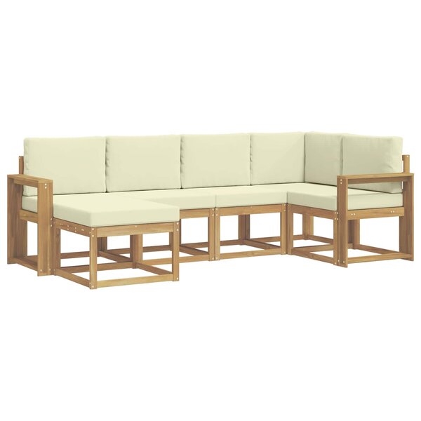 vidaXL Ensemble de canapés d'extérieur 6 Pièces Blanc et crème Polyester