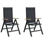 vidaXL Chaises de jardin inclinables 2 Pièces Noir 58 x 73 x 111 5 cm