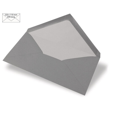 Enveloppe DIN longue  uni FSC Mix Credit  gris foncé  220x110mm  90g / m²  5 pces