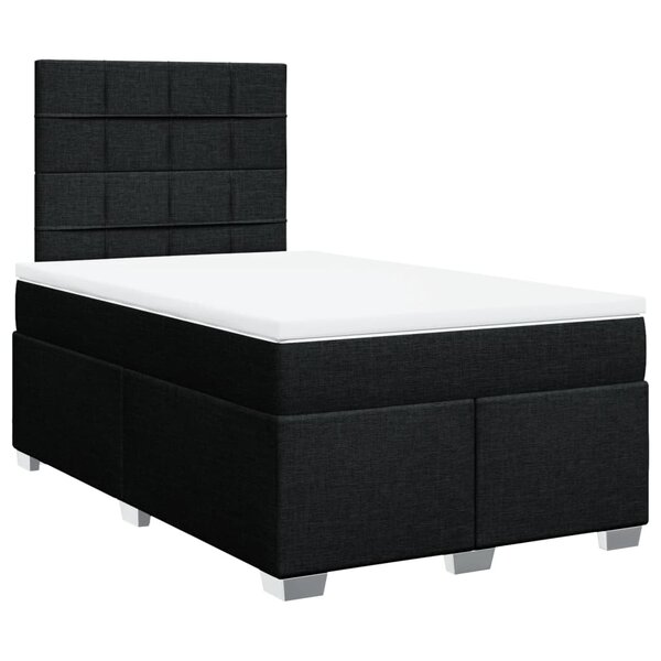 vidaXL Sommier à lattes de lit avec matelas noir 120x190 cm tissu
