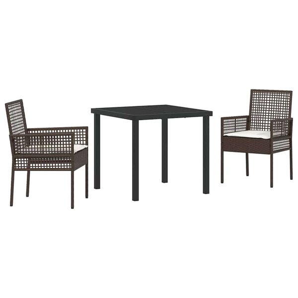 vidaXL Ensemble de salle à manger pour jardin 3 Pièces Marron Poly rotin