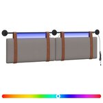 vidaXL Tête de lit suspendue Avec lumière LED Taupe PU antique