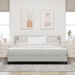 Lit Box Spring vidaXL avec Matelas Gris Clair Super King Velours