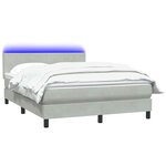 vidaXL Sommier à lattes de lit et matelas et LED gris clair 160x210cm velours