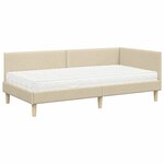 vidaXL Cadre de lit d'angle avec matelas Autre 2 Pièces Crème tissu