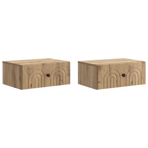 vidaXL Cabinet de chevet mural 2 pc Chêne artisanal 49 x 34 5 x 20 cm