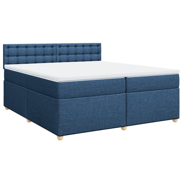 vidaXL Sommier à lattes de lit avec matelas Bleu 200x200 cm Tissu