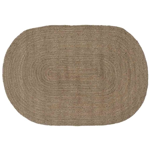 vidaXL Tapis de surface ovale Gris 122 x 183 cm Jute