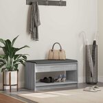 vidaXL Banc d'entrée avec coussin Gris Sonoma 83 x 38 x 45 cm