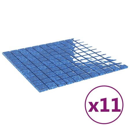 vidaXL Carreaux mosaïque 11 Pièces Bleu 30x30 cm Verre