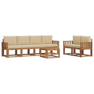 vidaXL Ensemble de canapés d'extérieur 7 Pièces Naturel et Beige