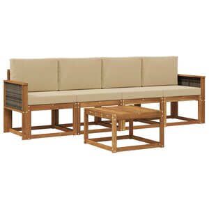 vidaXL Ensemble de canapés d'extérieur avec coussin 4 Pièces Naturel