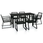vidaXL Mobilier à dîner d'extérieur 7 Pièces Rotin PVC Noir