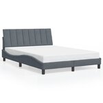 vidaXL Cadre de lit avec LED sans matelas Hanko gris foncé 140x190cm velours