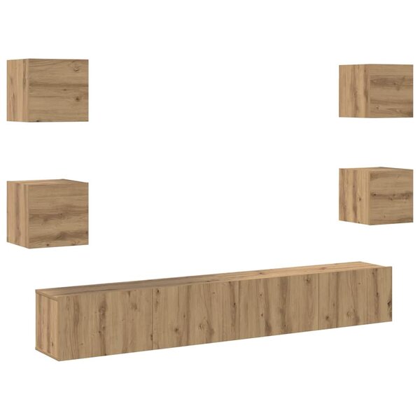 vidaXL Meuble TV 6 Pièces Marron 200 x 30 x 30 cm Bois d'ingénierie