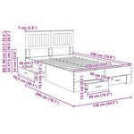 vidaXL Cadre de lit Gris Sonoma 135 x 190 cm Bois d'ingénierie