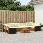 vidaXL Ensemble de canapés d'extérieur 8 Pièces Naturel et Crème