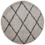 vidaXL Tapis shaggy à poils longs moderne beige et anthracite Ø 80 cm