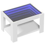 vidaXL Table basse avec LED blanc 73x53x45 cm bois d'ingénierie