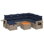 vidaXL Salon de jardin 8 Pièces avec coussins gris résine tressée