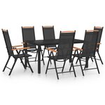 vidaXL Ensemble à manger de jardin 7 Pièces Aluminium Noir