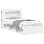 vidaXL Cadre de lit avec rangement Blanc 80 x 200 cm Bois d'ingénierie
