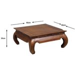 Table basse exotique carrée en teck massif opium 80 cm