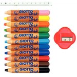 Crayon de couleur Giotto bébè maxi bois + taille crayons mine large 7 mm schoolpack de 36+3 tailles-crayons