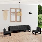 vidaXL Salon de jardin 6 Pièces avec coussins Bois de pin massif