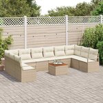 vidaXL Ensemble de canapé de jardin 11 Pièces Beige Poly rotin