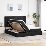 vidaXL Lit de rangement LED avec matelas Noir 180 x 200 cm Tissu